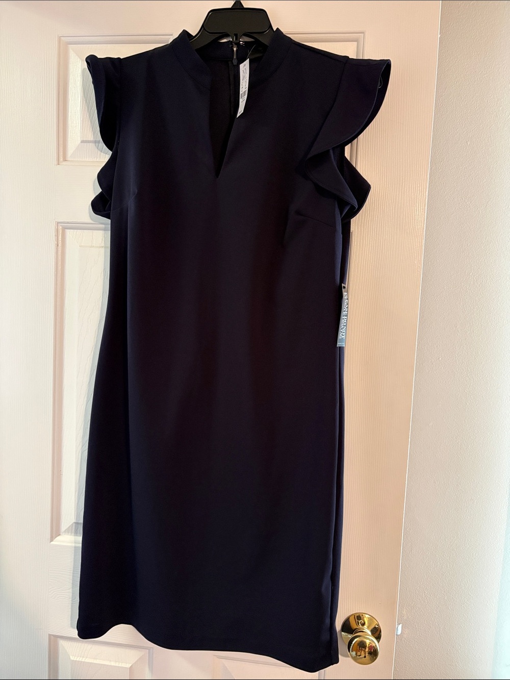NWT New York & Company Navy Ruffle Sleeve Midi Dress